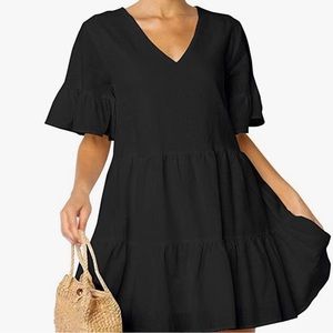 FANCYINN Ruffle Swing Babydoll Dress with Pockets Size XS =0-2